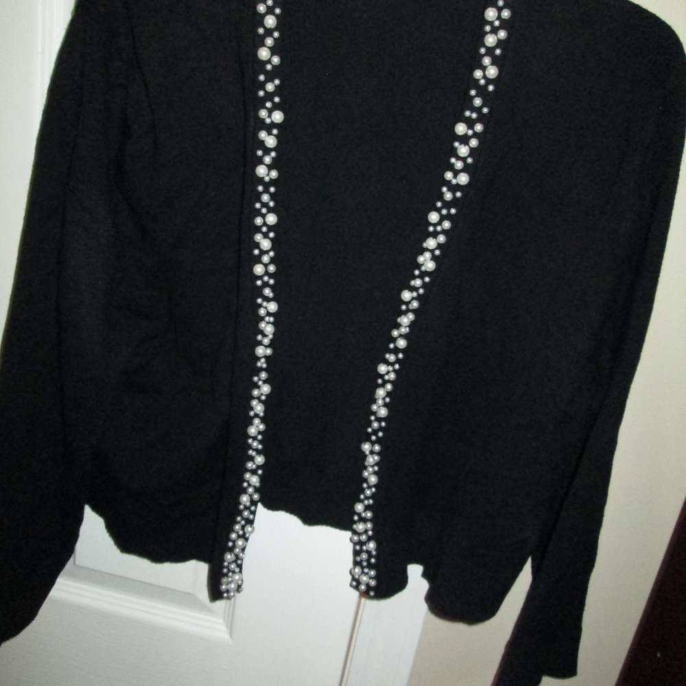 Calvin Klein Pearl Beaded Black Balero, L